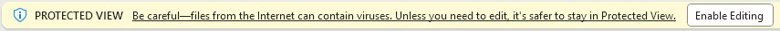Excel Protected View warning